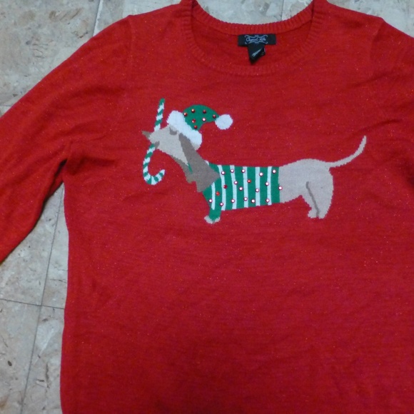 christmas doxie red sweater cutecutecute - Picture 1 of 3